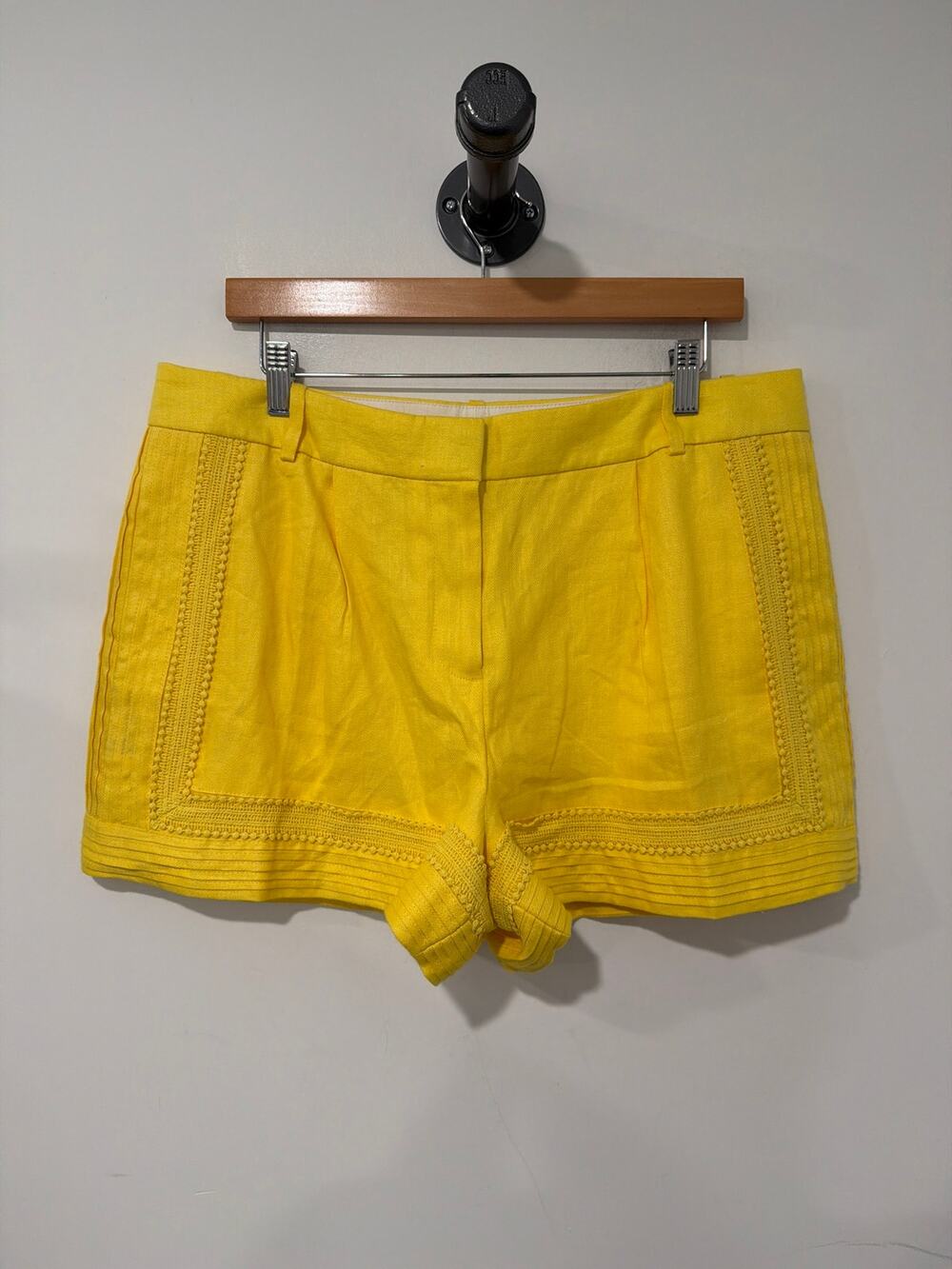 NWT J.Crew Crochet Trim Linen Shorts 3" Bright Yellow Size 12